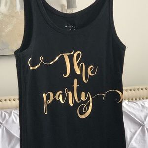 The party black & metallic gold tank top SZ XS